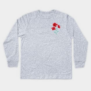 Red Poppy Watercolour Kids Long Sleeve T-Shirt